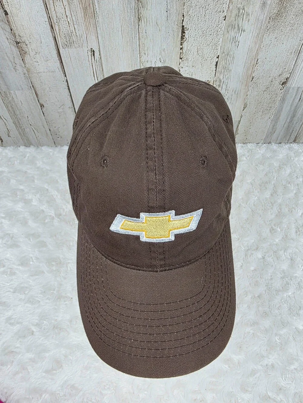 Cabela's Chevrolet Brown Baseball Cap with Yellow Bowtie Logo